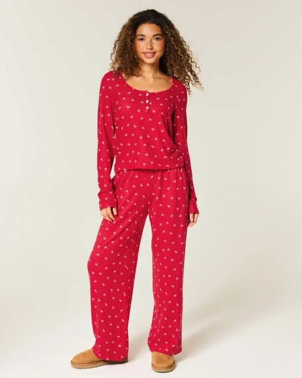 Always Cozy Henley & Wide-Leg Pants Set Always Cozy Henley & Wide-Leg Pants Set