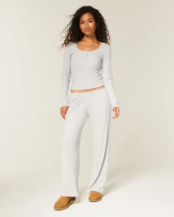 Always Cozy Rib Henley & Wide-Leg Pants Set Always Cozy Rib Henley & Wide-Leg Pants Set