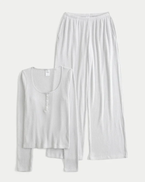 Always Cozy Rib Henley & Wide-Leg Pants Set Always Cozy Rib Henley & Wide-Leg Pants Set