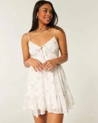 Asymmetrisches Chiffon-Minikleid