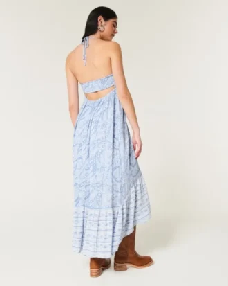 Asymmetrisches Maxikleid mit Neckholder