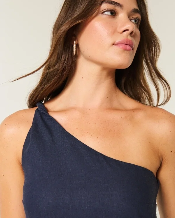 Asymmetrisches Minikleid aus Leinenmischung Asymmetrisches Minikleid aus Leinenmischung