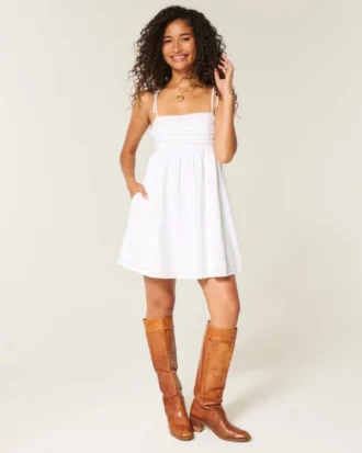 Babydoll-Minikleid mit Bindebändern