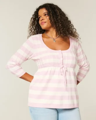 Babydoll-Pullover mit Zopfmuster