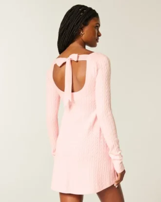 Babydoll-Strickminikleid mit Bindeband