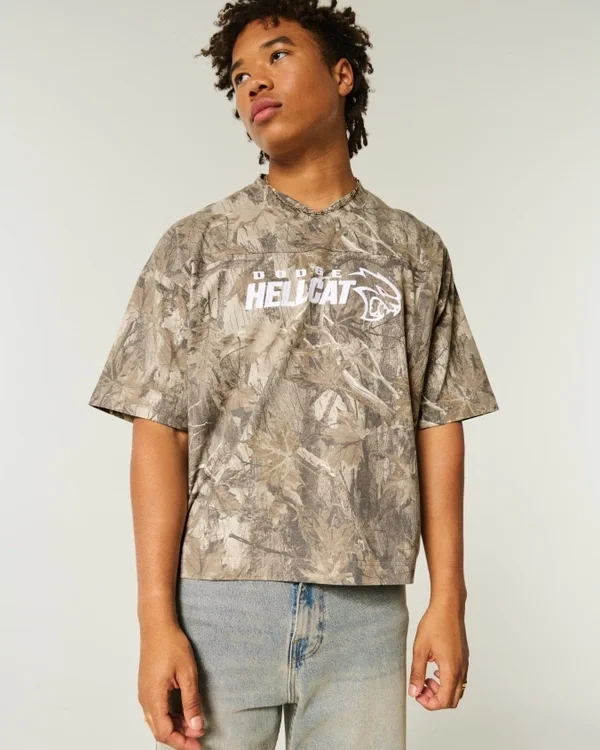 Baggy Heavyweight Crop Dodge Graphic Camo Tee Baggy Heavyweight Crop Dodge Graphic Camo Tee
