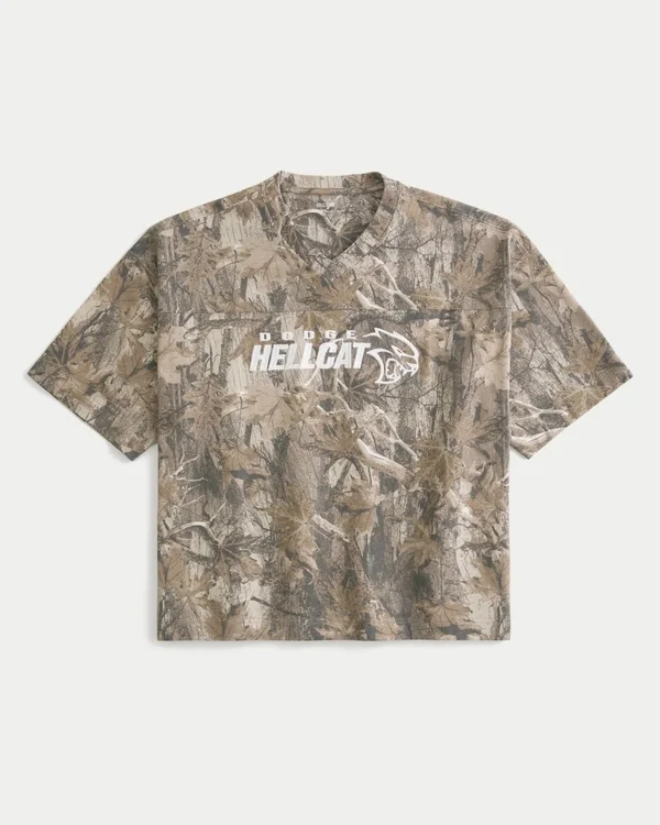 Baggy Heavyweight Crop Dodge Graphic Camo Tee Baggy Heavyweight Crop Dodge Graphic Camo Tee