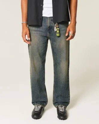 Baggy-Jeans in dunkler Waschung