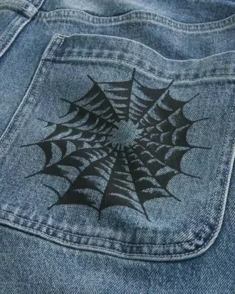 Baggy-Jeans in mittlerer Waschung mit Doodle-Print Baggy-Jeans in mittlerer Waschung mit Doodle-Print