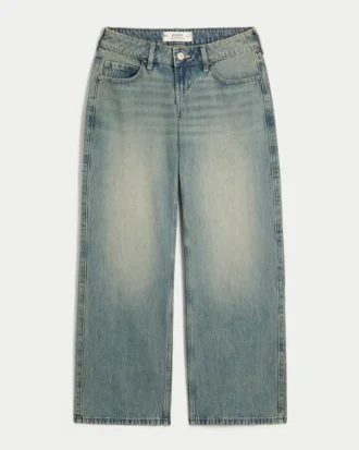 Baggy-Jeans mit extrem niedriger Leibhöhe und mittlerer Waschung Baggy-Jeans mit extrem niedriger Leibhöhe und mittlerer Waschung