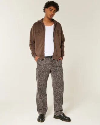 Baggy-Jeans mit Leopardenmuster