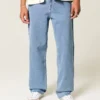 Baggy-Jeans mit Stickerei in mittlerer Waschung Baggy-Jeans mit Stickerei in mittlerer Waschung