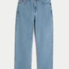 Baggy-Jeans mit Stickerei in mittlerer Waschung Baggy-Jeans mit Stickerei in mittlerer Waschung