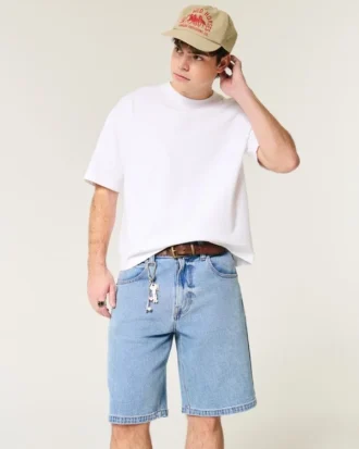 Baggy-Jeansshorts in mittlerer Waschung