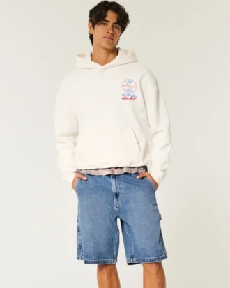 Baggy-Jeansshorts in mittlerer Waschung