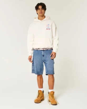 Baggy-Jeansshorts in mittlerer Waschung
