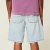 Baggy-Jeansshorts mit Kettenstickerei