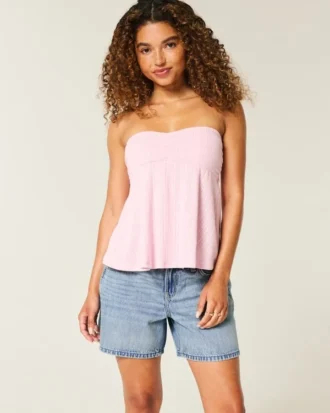 Baggy-Jeansshorts mit niedriger Leibhöhe, mittlerer Waschung und umgeschlagenem Bund, 5″