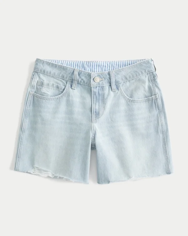 Baggy-Jeansshorts mit niedriger Leibhöhe und heller Waschung, 5″ Baggy-Jeansshorts mit niedriger Leibhöhe und heller Waschung, 5″