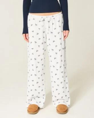 Bequeme gerippte Hose mit weitem Bein