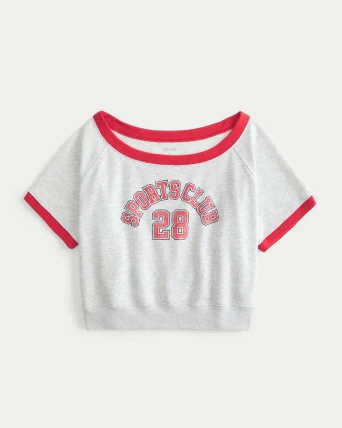 Bequemes Sweatshirt mit Kurzarm, Frottee-Fleece und Grafikprint Bequemes Sweatshirt mit Kurzarm, Frottee-Fleece und Grafikprint