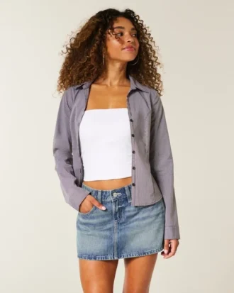 Bestickte Jeans-Minirockhose mit Sternentasche