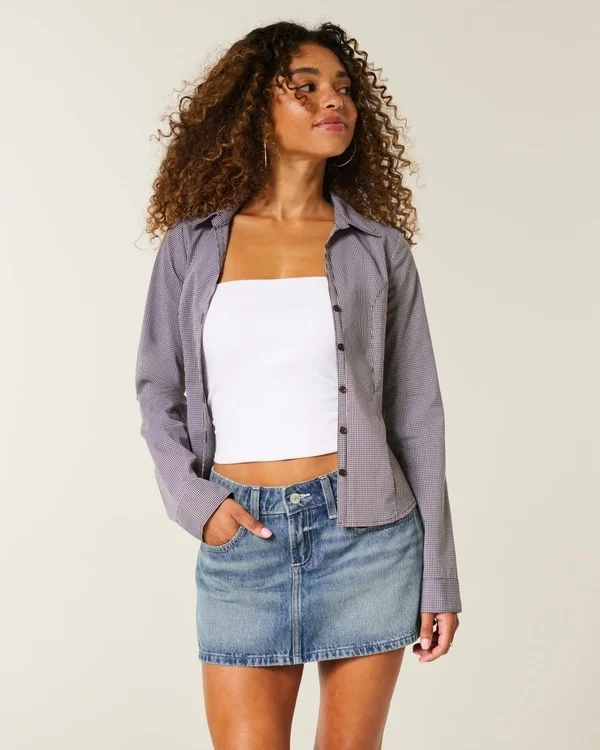 Bestickte Jeans-Minirockhose mit Sternentasche Bestickte Jeans-Minirockhose mit Sternentasche