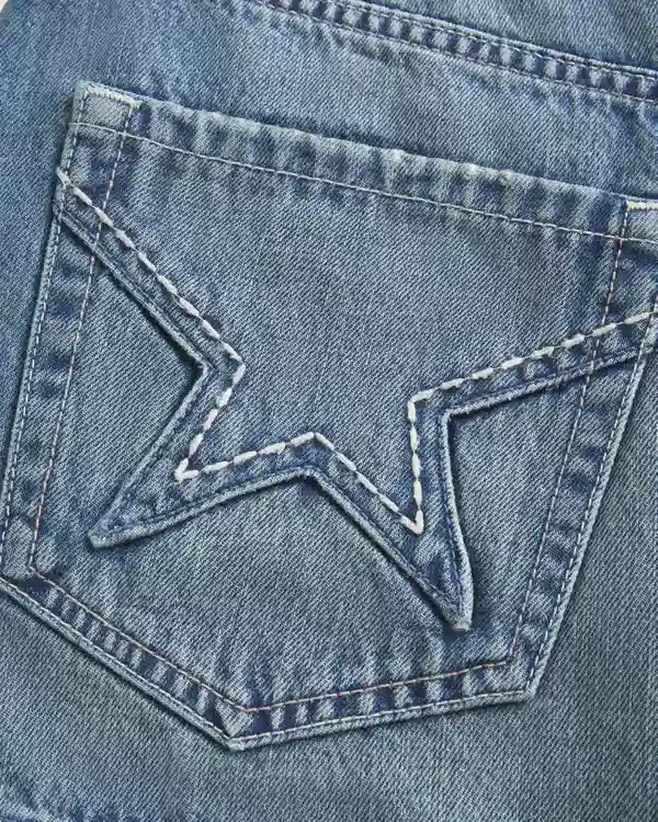 Bestickte Jeans-Minirockhose mit Sternentasche Bestickte Jeans-Minirockhose mit Sternentasche