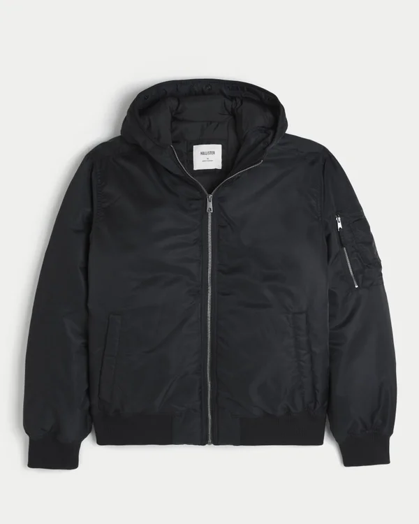 Bomberjacke mit Kunstfellbesatz und Reißverschluss Bomberjacke mit Kunstfellbesatz und Reißverschluss