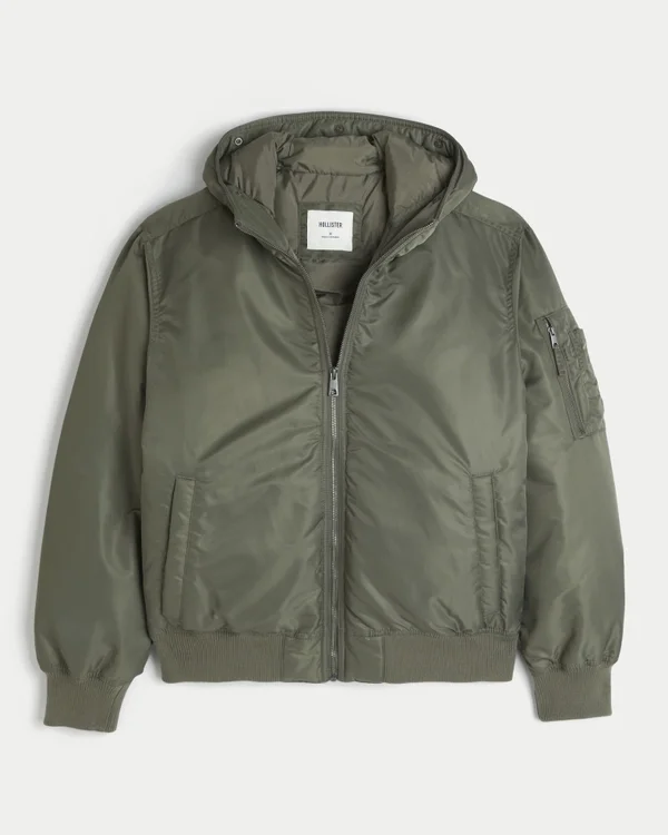 Bomberjacke mit Kunstfellbesatz und Reißverschluss Bomberjacke mit Kunstfellbesatz und Reißverschluss