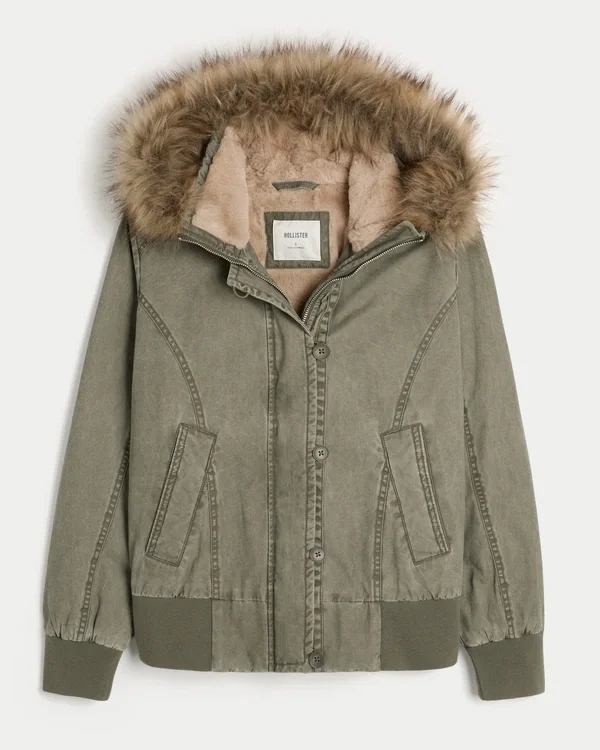 Bomberjacke mit Kunstfellfutter Bomberjacke mit Kunstfellfutter