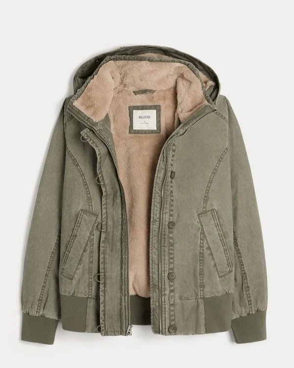 Bomberjacke mit Kunstfellfutter Bomberjacke mit Kunstfellfutter