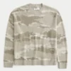 Boxy Camo Crew Sweater