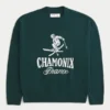 Boxy Chamonix France Graphic Crew Sweater