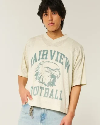 Boxy Crop Fairview Football Graphic Jersey