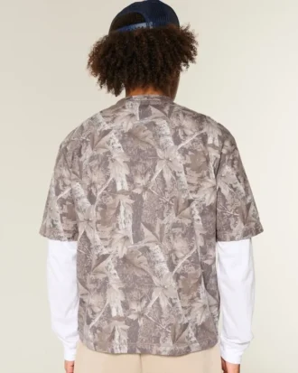 Boxy Crop Heavyweight Camo Crew T-Shirt