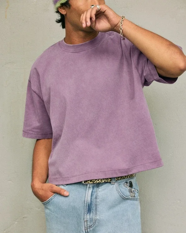 Boxy Crop Heavyweight Washed Crew T-Shirt Boxy Crop Heavyweight Washed Crew T-Shirt