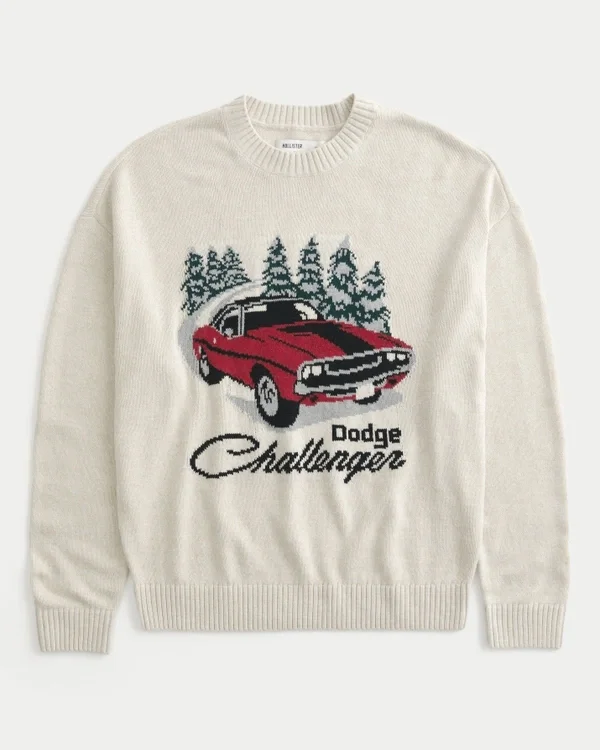 Boxy Dodge Challenger Graphic Crew Sweater Boxy Dodge Challenger Graphic Crew Sweater