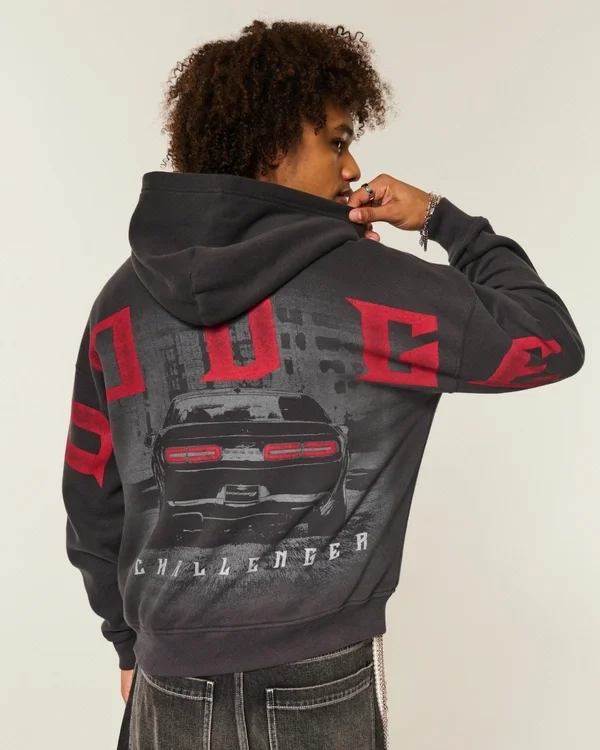 Boxy Dodge Challenger Graphic Hoodie Boxy Dodge Challenger Graphic Hoodie