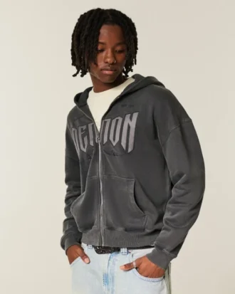 Boxy Dodge Demon Grafik-Kapuzenjacke mit Reißverschluss