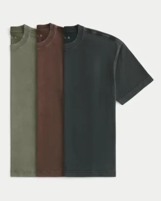 Boxy Heavyweight Washed Cotton Crew T-Shirt 3er-Pack