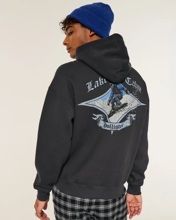 Boxy Lake Tahoe Snowboard Hoodie mit Grafik Boxy Lake Tahoe Snowboard Hoodie mit Grafik