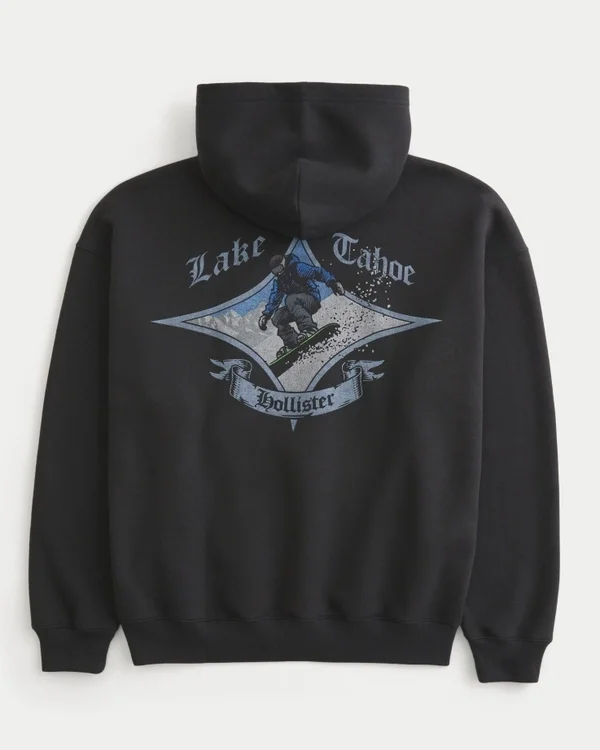 Boxy Lake Tahoe Snowboard Hoodie mit Grafik Boxy Lake Tahoe Snowboard Hoodie mit Grafik