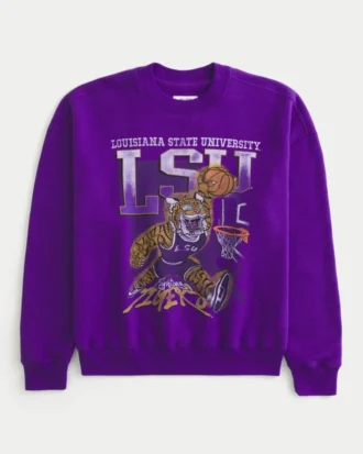 Boxy LSU Tigers Graphic Crew Sweatshirt