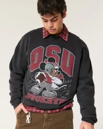 Boxy Mickey Mouse Ohio State Buckeyes Graphic Crew Sweatshirt