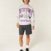 Boxy New York University Violets Graphic Crew Sweatshirt