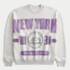 Boxy New York University Violets Graphic Crew Sweatshirt