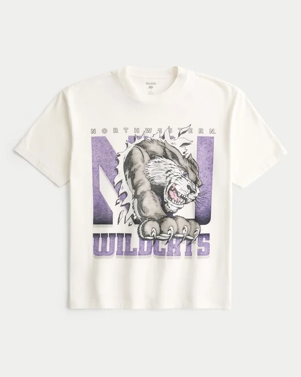 Boxy Northwestern University Wildcats Grafik-T-Shirt Boxy Northwestern University Wildcats Grafik-T-Shirt