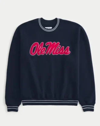 Boxy Ole Miss Graphic Crew Sweatshirt