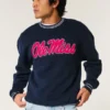 Boxy Ole Miss Graphic Crew Sweatshirt